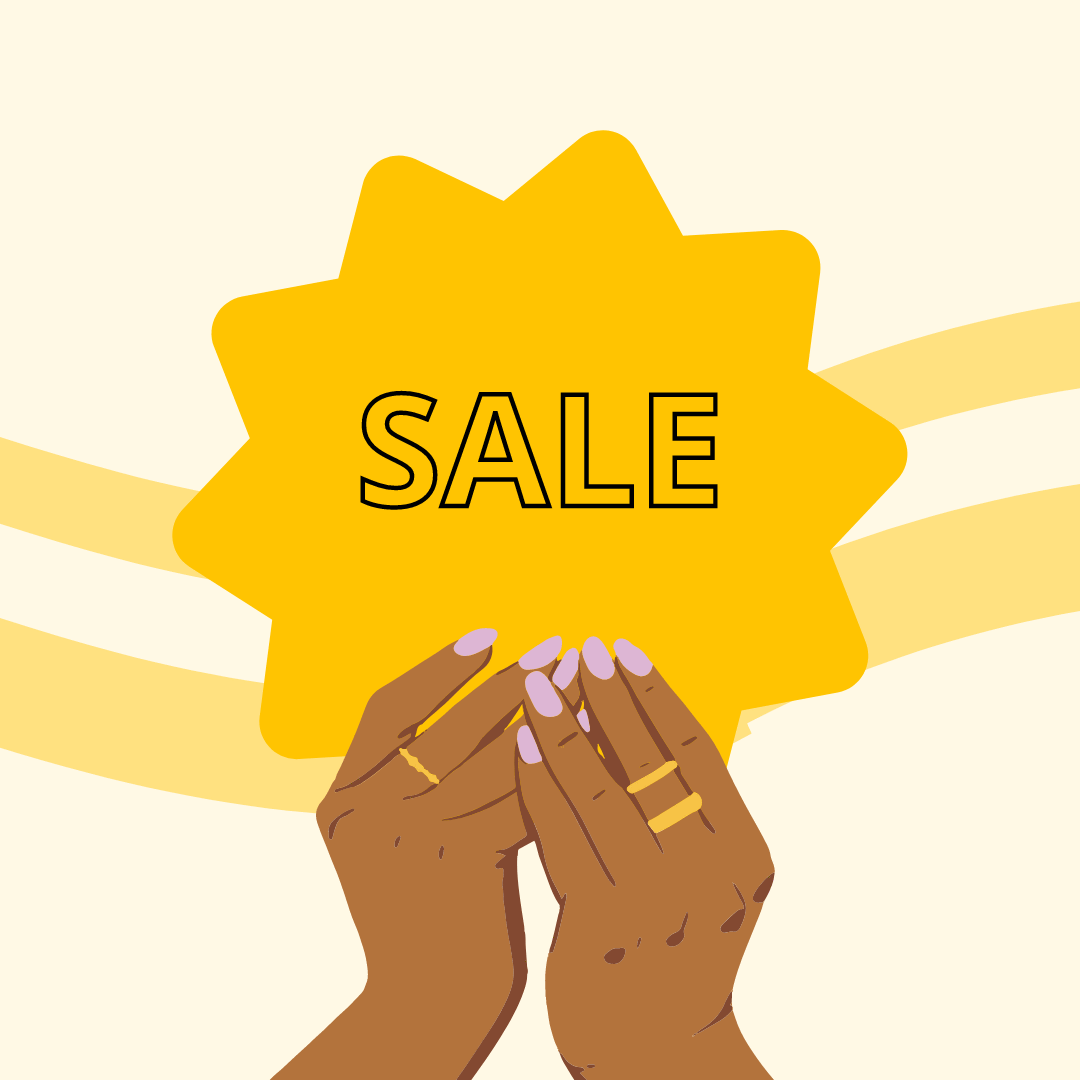 yellow sign saying SALE held by brown hands