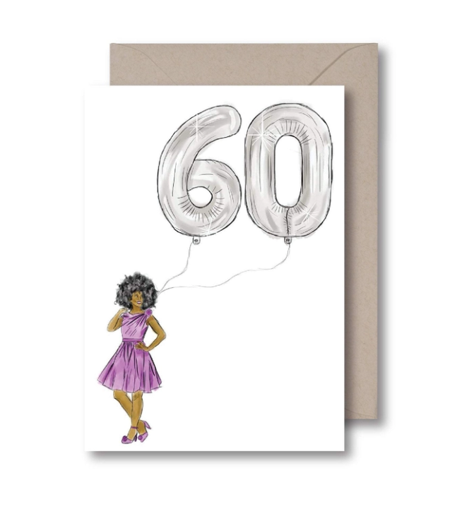 60 Birthday Balloons Card by KITSCH NOIR