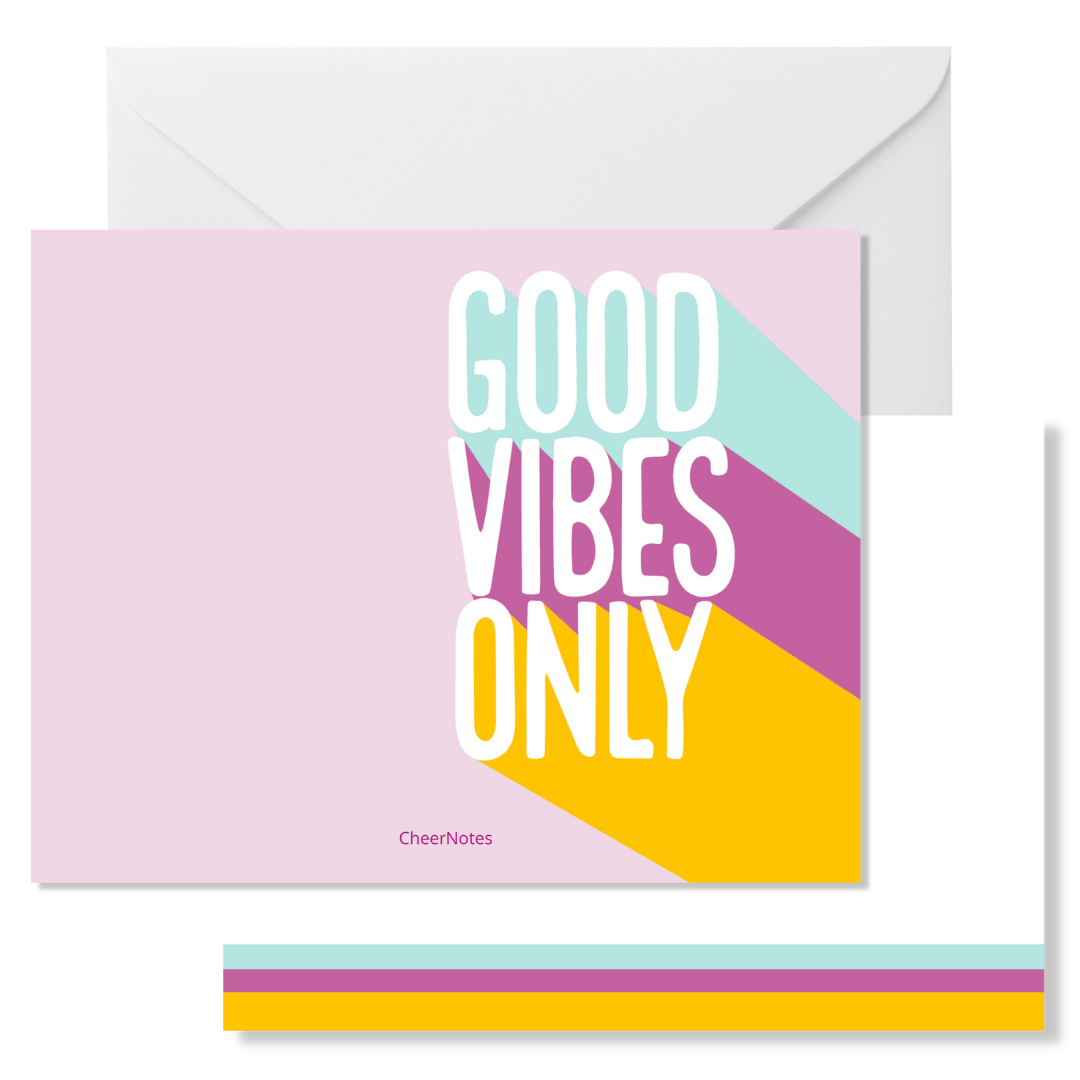 Good Vibes Only Social Stationery Flat Notecard Social Stationery Set by CHEERNOTES