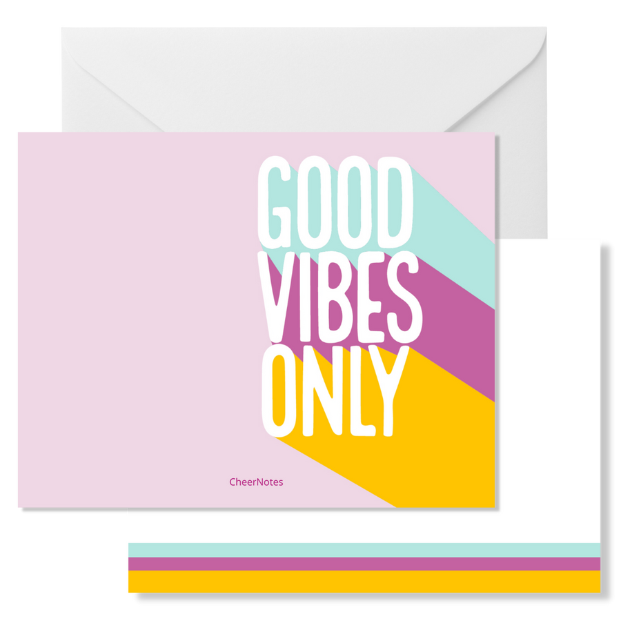 Good Vibes Only Social Stationery Flat Notecard Social Stationery Set by CHEERNOTES