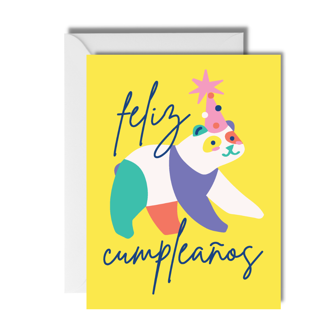 Animal Party Panda - Spanish Birthday Card