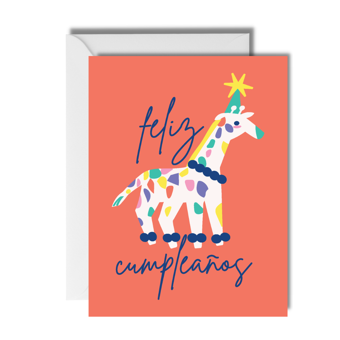 Animal Party Giraffe - Spanish Birthday Card