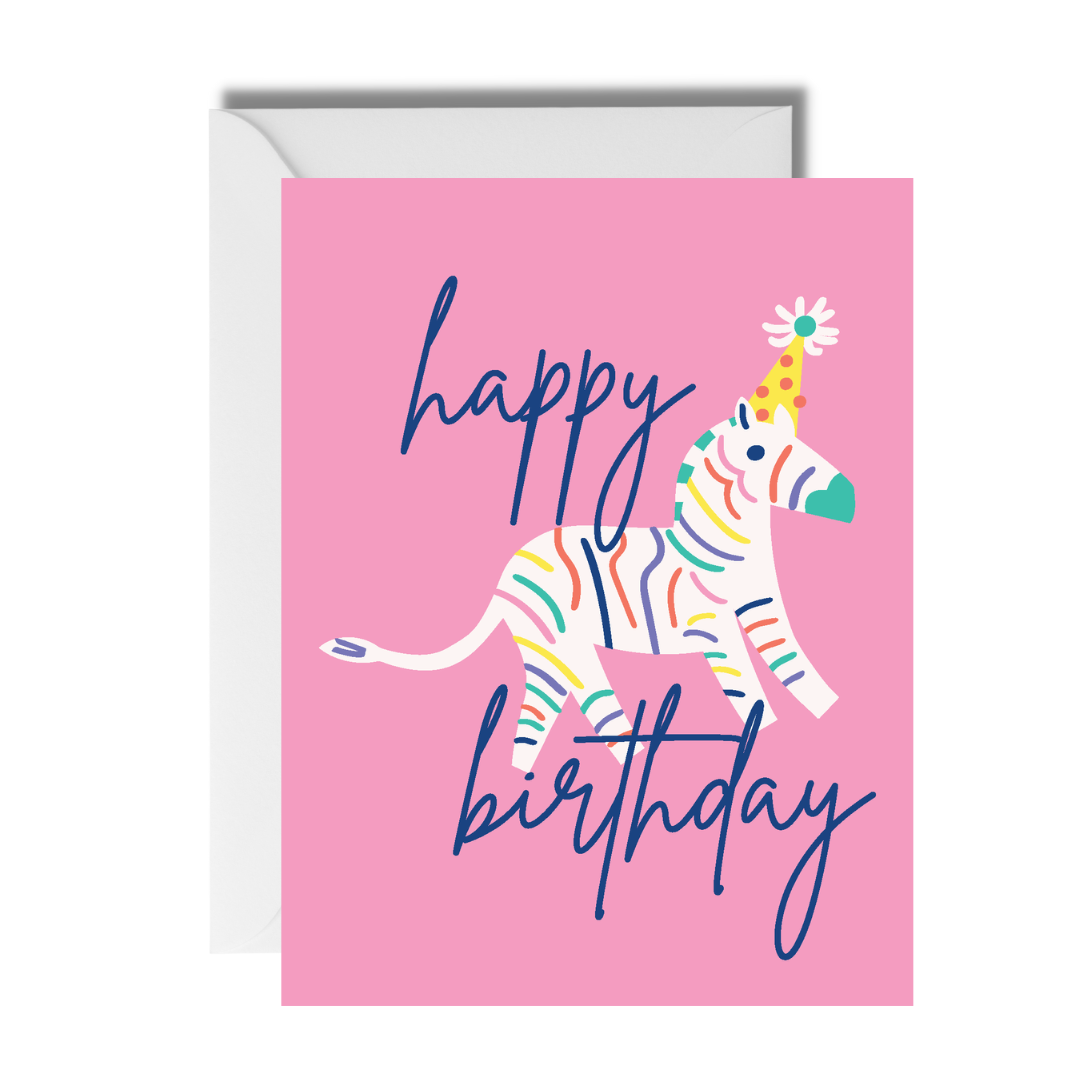 Animal Party Zebra Birthday Card