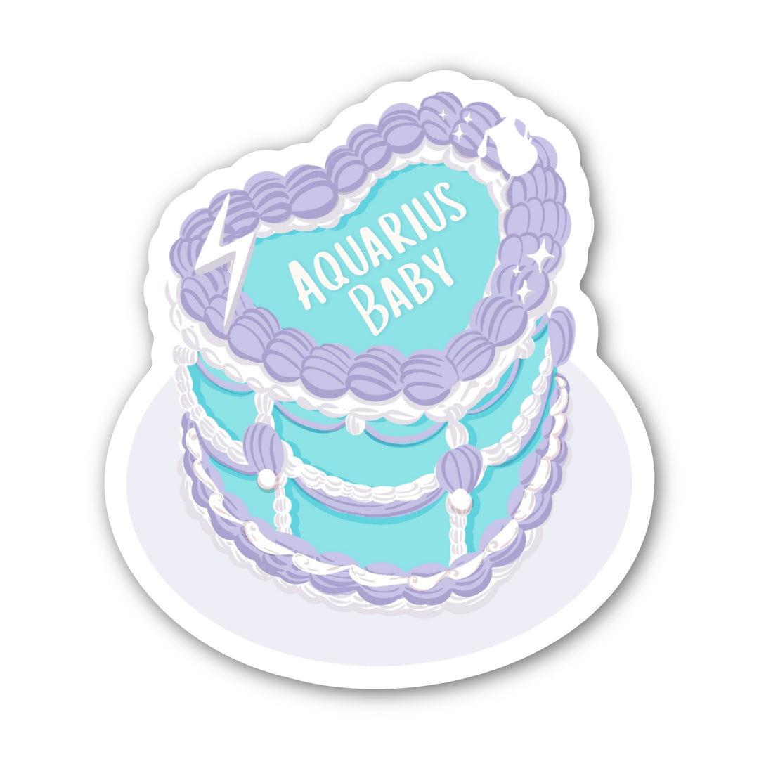 Zodiac Cake Sticker - Aquarius Card by CHEERNOTES