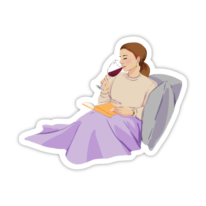 Book and Wine Sticker - Fair Card by CHEERNOTES