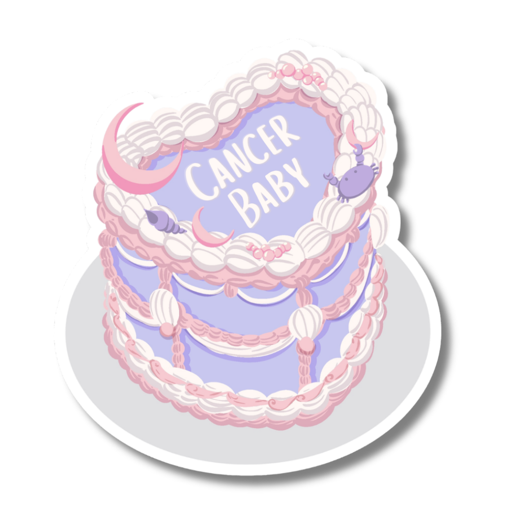 Zodiac Cake Sticker - Cancer Card by CHEERNOTES