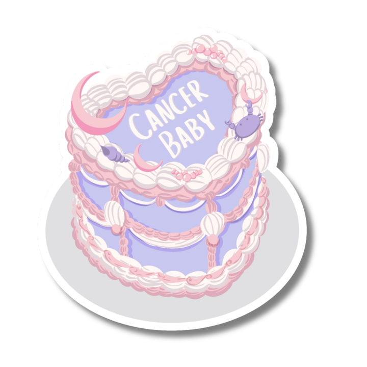 Zodiac Cake Sticker - Cancer Card by CHEERNOTES