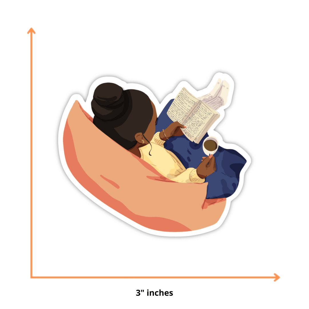 Coffee and Book Sticker - Brown