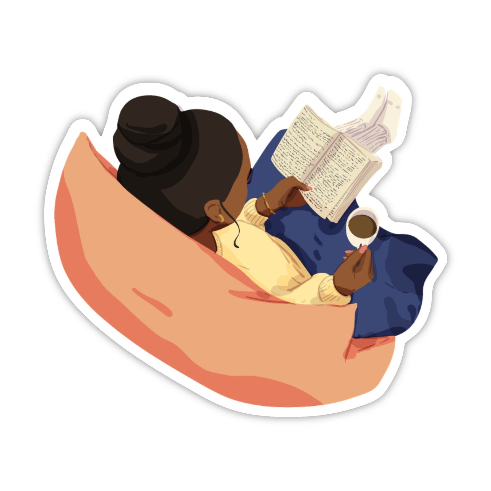 Coffee and Book Sticker - Brown Card by CHEERNOTES