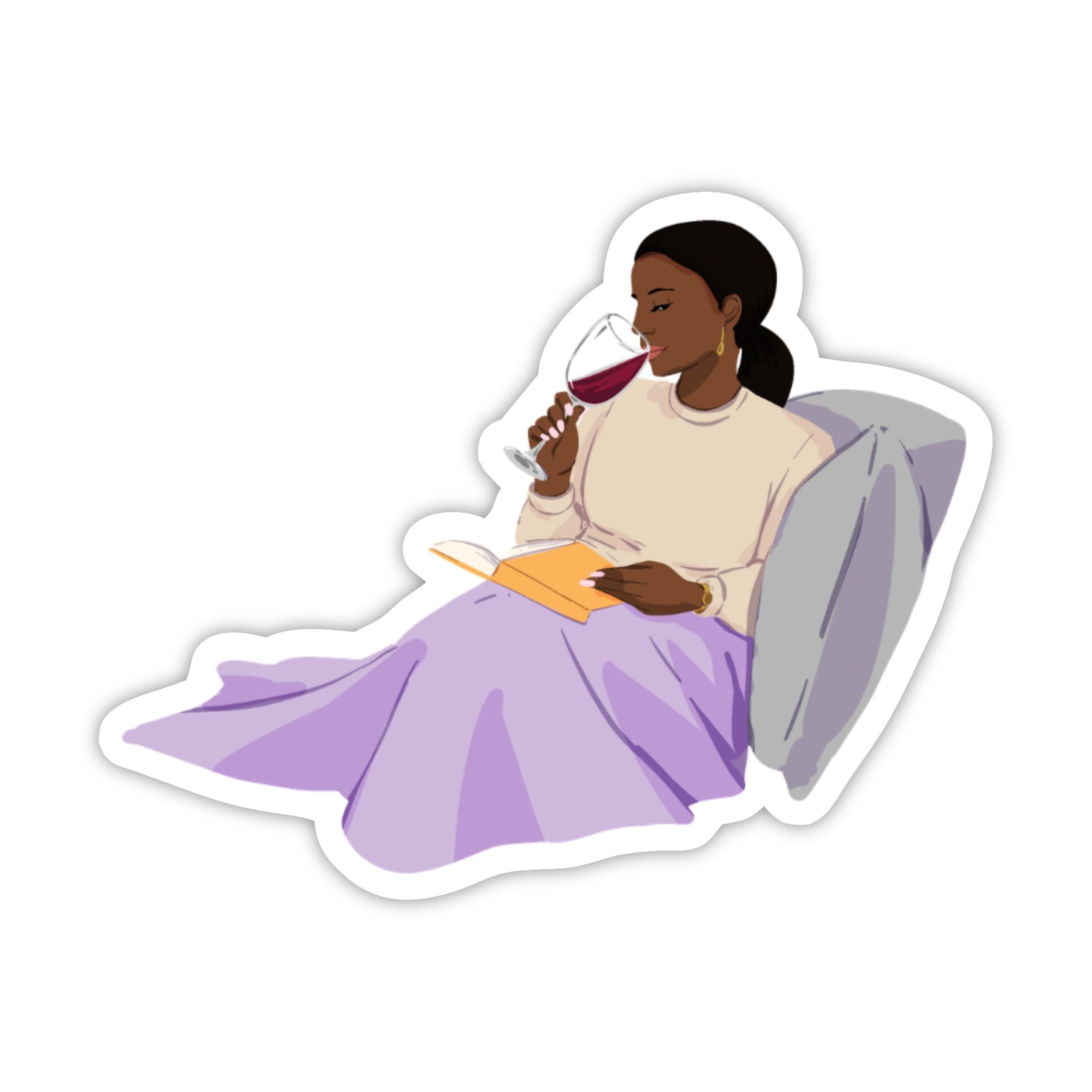 Book and Wine Sticker - Brown Card by CHEERNOTES