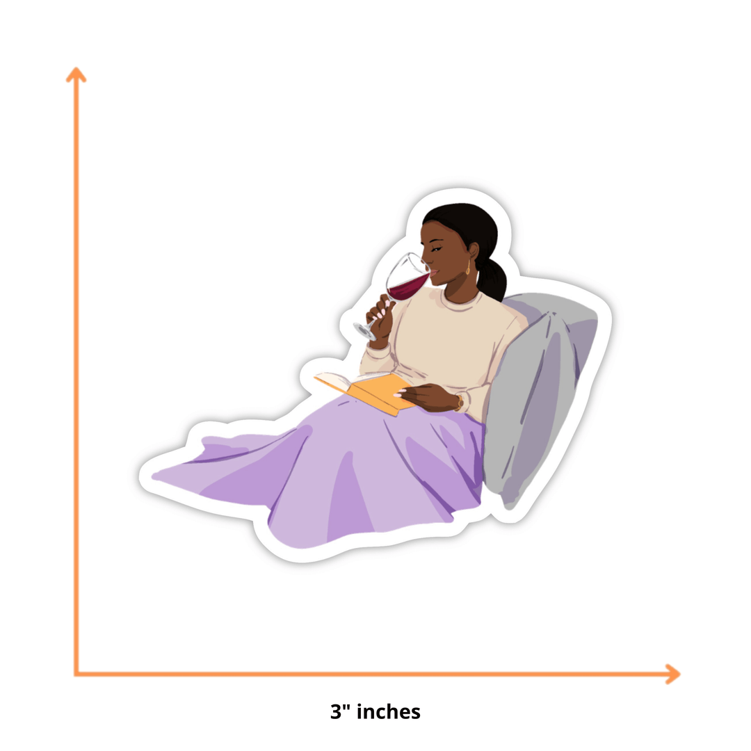 Book and Wine Sticker - Brown