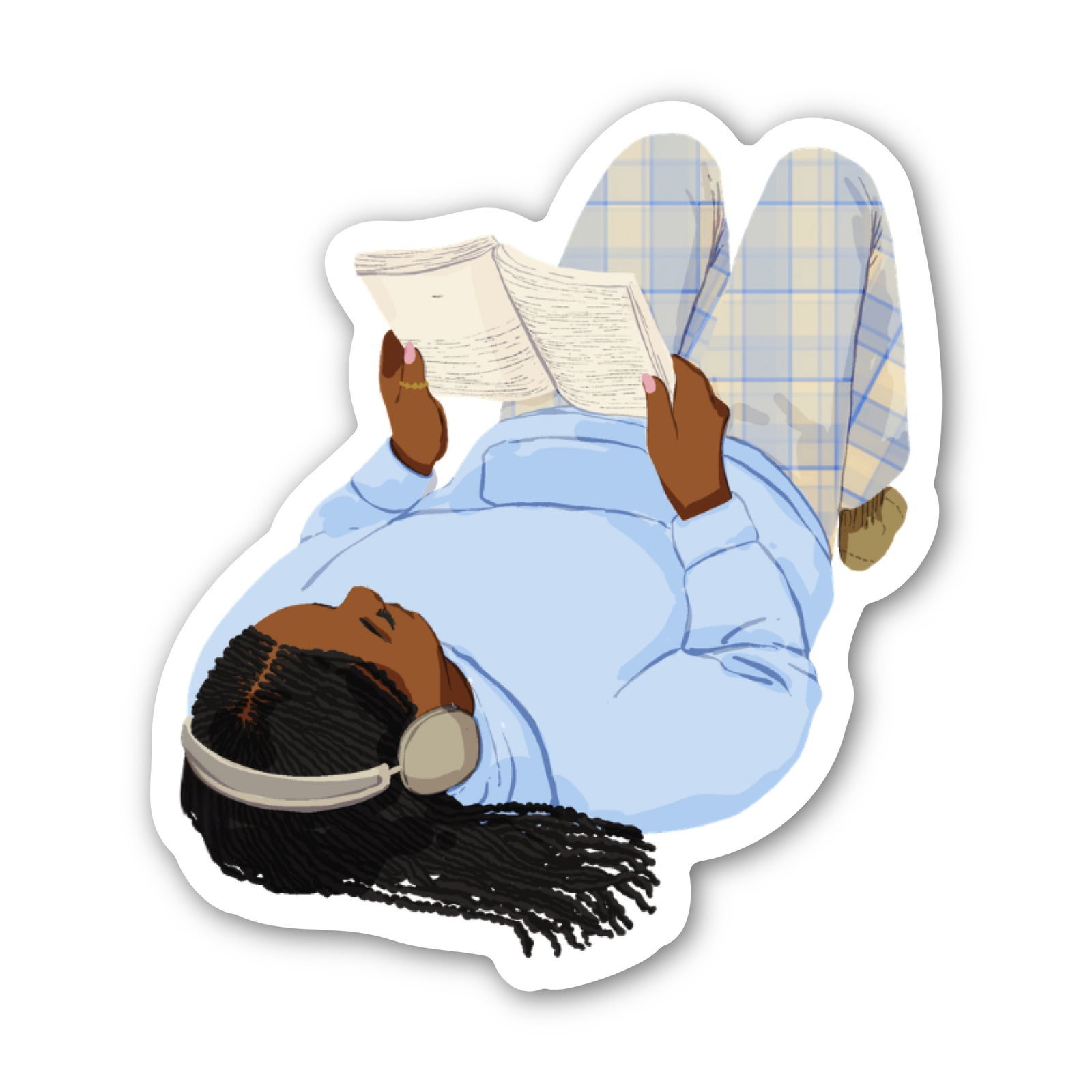 Headphones and Book Sticker Card by CHEERNOTES