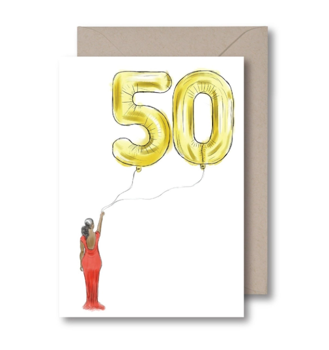 50 Birthday Balloons Card by KITSCH NOIR