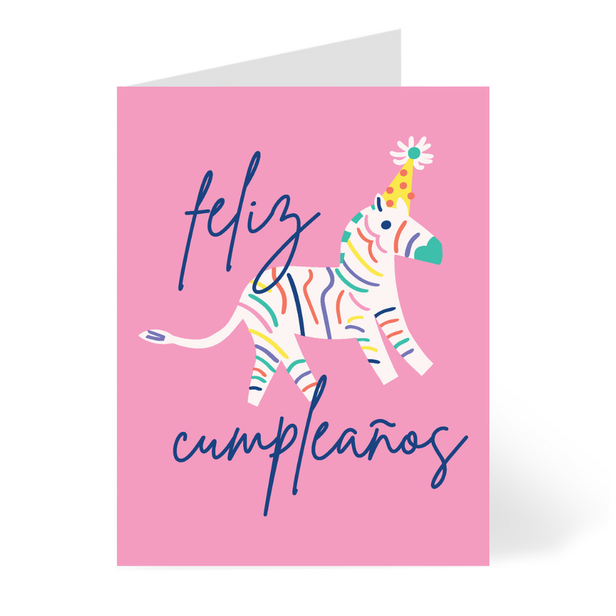 Animal Party Zebra - Spanish Birthday Card Cards by Mariery Young