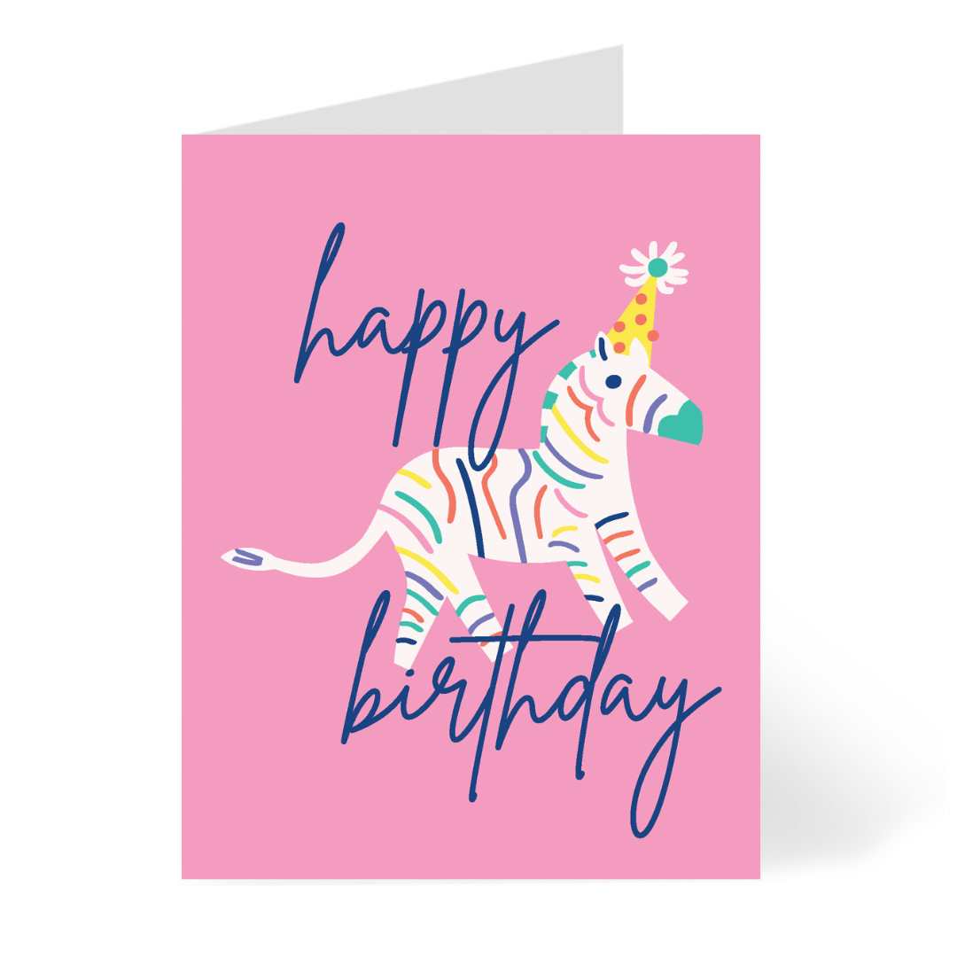 Animal Party Zebra Birthday Card Cards by Mariery Young