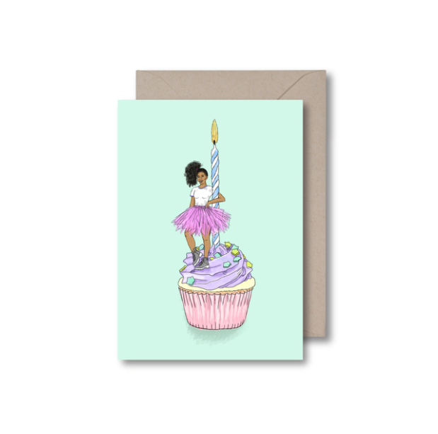 Birthday Cupcake Girl Card by KITSCH NOIR