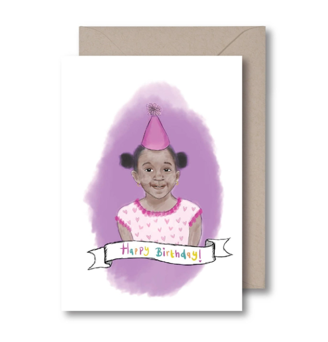 Birthday Party Hat Girl Card by KITSCH NOIR