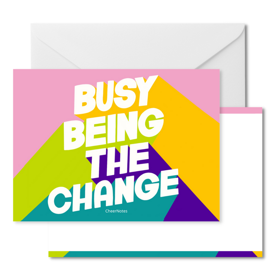 Busy Being the Change Social Stationery Flat Notecard Social Stationery Set by CHEERNOTES