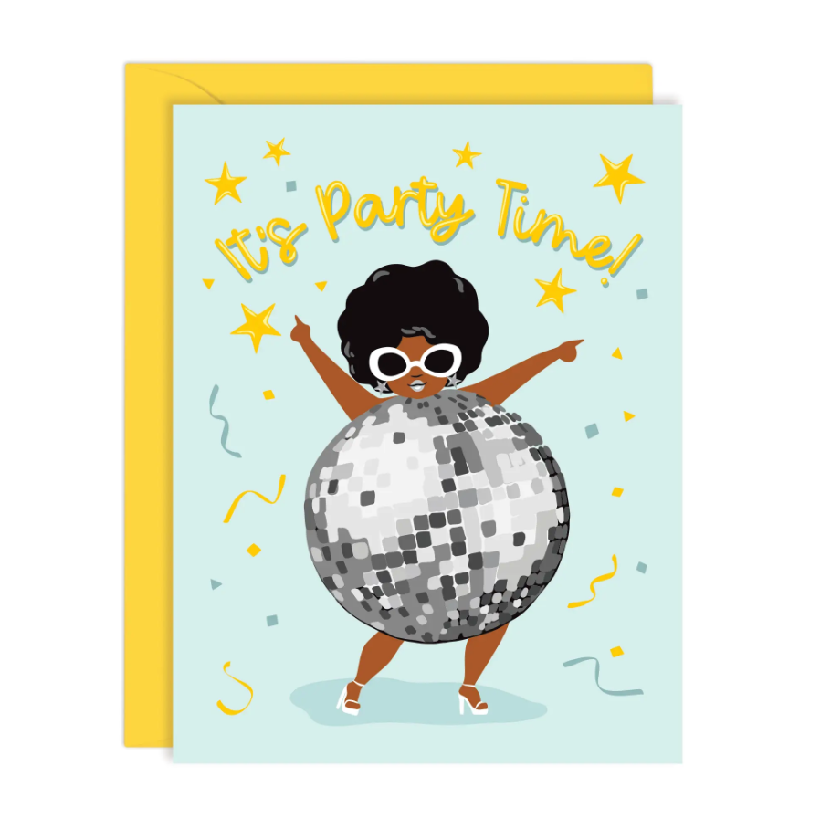 Disco Ball Lady Birthday Card Card by LUCY LOVES PAPER